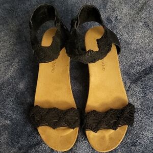 Lucky Brand Black Wedge Sandals with Ankle Strap